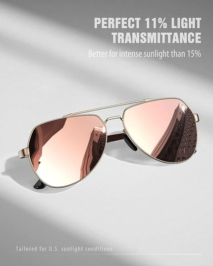 LUENX Aviator Sunglasses for Men Women Polarized New Shades Large Metal Frame - UV 400 Protection