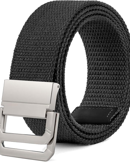 SANSTHS Canvas Belt with Double Ring Buckle, Fabric Web Belt for Women Men Double Ring for Outdoor & Casual Wear