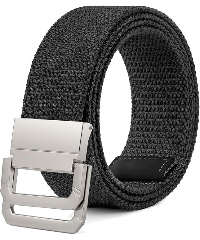 SANSTHS Canvas Belt with Double Ring Buckle, Fabric Web Belt for Women Men Double Ring for Outdoor & Casual Wear