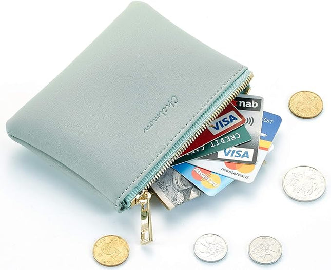 Chelmon Vegan Leather Coin Purse Pouch Change Purse With Zipper For Men Women