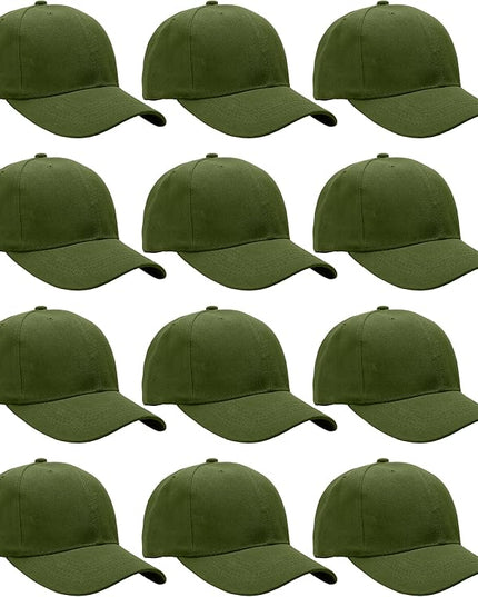 Falari Wholesale Bulk Lot 12-Pack Baseball Cap Adjustable Size Plain Blank Solid Color