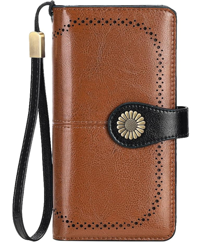 SENDEFN Wallets for Women Leather Credit Card Holder with RFID Blocking Large Capacity Wristlet | with RFID Blocking, Large Capacity, Wristlet, with RFID Blocking, Large Capacity, Wristlet