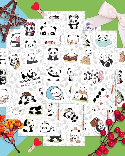 BulbaCraft 100Pcs Panda Stickers for Water Bottle and Laptop - Panda Party Supplies & Decorations, Waterproof Vinyl Decals, Cute Animal and Bear Stickers, Gifts for Women & Men