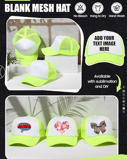 10 Pcs Sublimation Blank Trucker Hats Bulk Mesh Baseball Cap Polyester Mesh Trucker Hat for Men and Women
