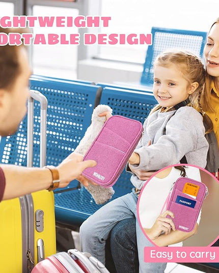 Premium Travel Passport Holder,Family Passport holder Travel Document Organizer,Secure &Stylish Companion For your Family (pink)