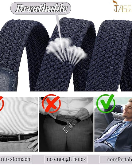 JASGOOD Women Men Braided Woven Elastic Stretch Belt Golf Canvas Casual Belt for Jeans Pants