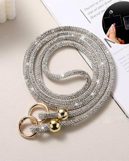Crystal Phone Lanyard for Women Sparkling Crossbody Phone Strap with Full Rhinestone Bling Anti-Theft Phone Strap
