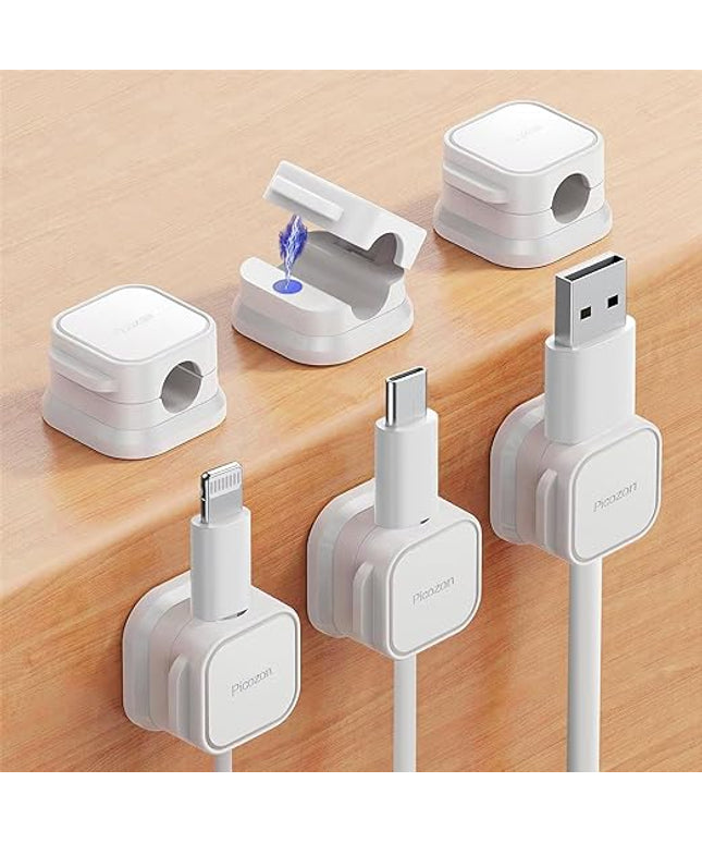 Picozon 6 Pack Magnetic Cable Clip Organizer Cord Holder, Picozon Adhesive Cable Management, Wire Phone USB Charger Cable Holder Keeper Organizer for Car, Office Home Desktop, Wall, Night Table