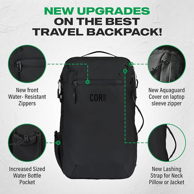 COR Surf Travel Backpack Carry On Laptop Backpack with Secret Passport Pockets | Daypack Business Weekender Luggage Backpack for Men and Women | The Island Hopper (40L, Army Green)
