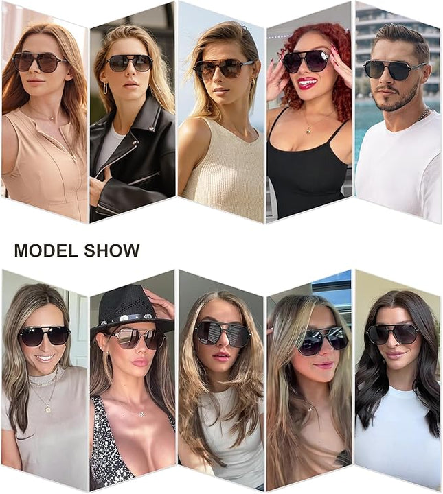 SOJOS Retro Trendy Aviator Polarized Sunglasses Men Women Vintage 70s Square Stylish Frame Sun Glasses SJ2283
