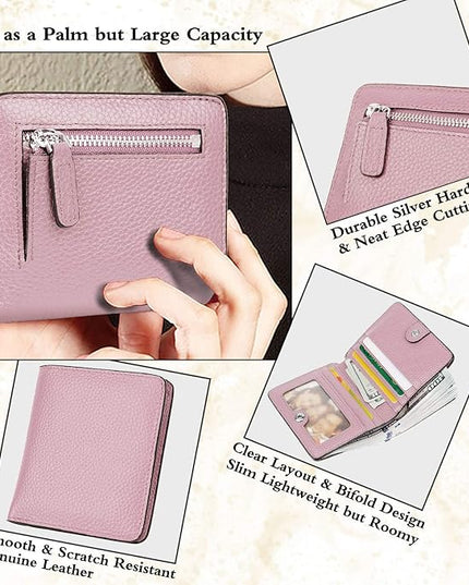 AINIMOER Small Leather Wallet for Women, Ladies Credit Card Holder RFID Blocking Women's Mini Bifold Pocket Purse