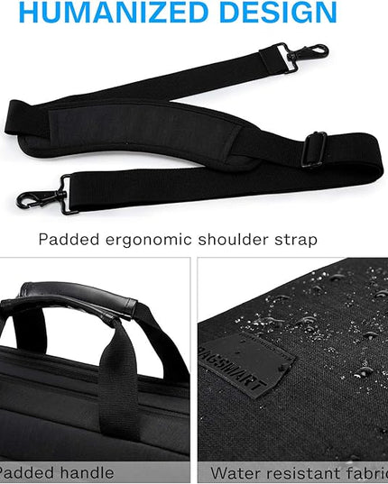 BAGSMART 17.3 Inch Laptop Bag, Expandable Computer Bag Laptop Briefcase Men Women,Laptop Shoulder Bag,Work Bag Business Travel Office, Black