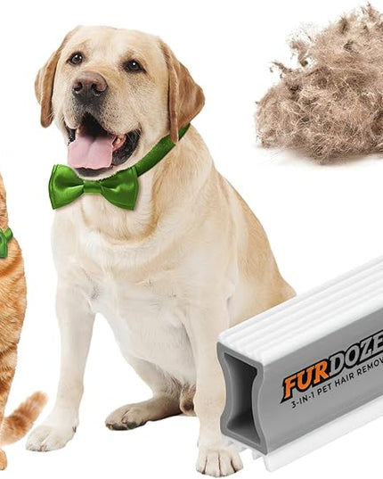 FurDozer Pet Hair Remover & Auto Detailing Tools - Cat & Dog Hair Remover for Carpets, Car Interiors, Couches, Bedding, & Pet Furniture (Gray, X3 MINI - 3.5" Long)