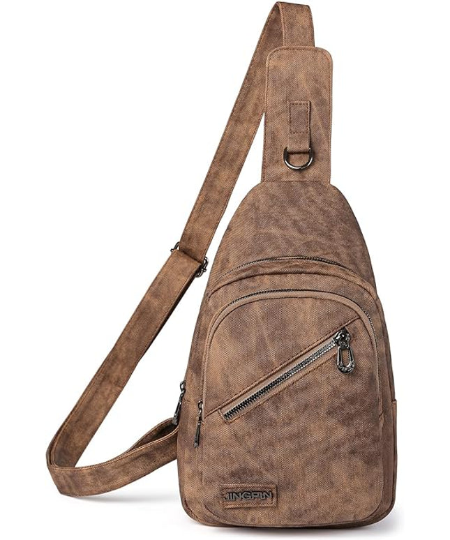 FALAN MULE Crossbody Bags for Women Trendy Leather Sling Chest Bag Fanny Packs for Women
