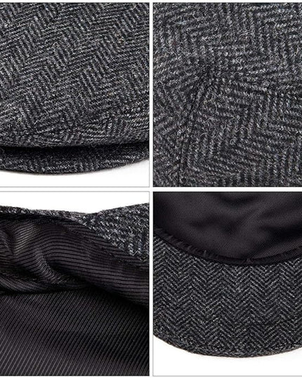 VOBOOM Men's Herringbone Flat Ivy Newsboy Hat Wool Blend Gatsby Cabbie Cap