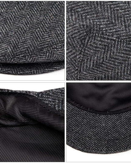 VOBOOM Men's Herringbone Flat Ivy Newsboy Hat Wool Blend Gatsby Cabbie Cap