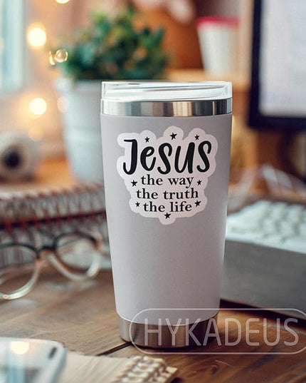 (3Pcs) Jesus The Way The Truth The Life Sticker – Inspirational Christian Waterproof Vinyl Decals for Water Bottle Scrapbook Laptop Phone Tumbler, 3" x 3"