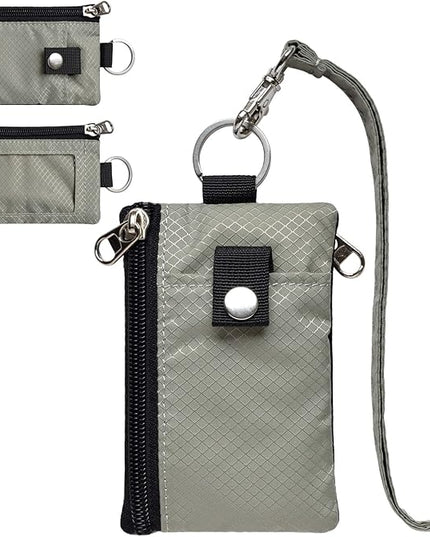 Minimalist RFID Blocking Small Wallet with ID Window,WaterResistant Zip Id Case Wallet with Lanyard Keychain for Cards,Cash,Travel,Women,Men