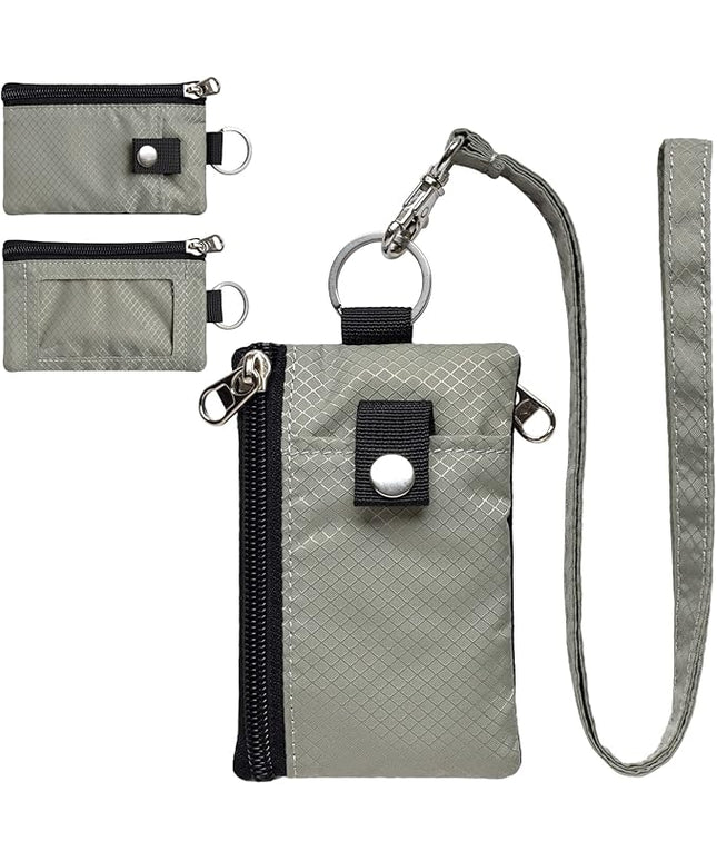 Minimalist RFID Blocking Small Wallet with ID Window,WaterResistant Zip Id Case Wallet with Lanyard Keychain for Cards,Cash,Travel,Women,Men
