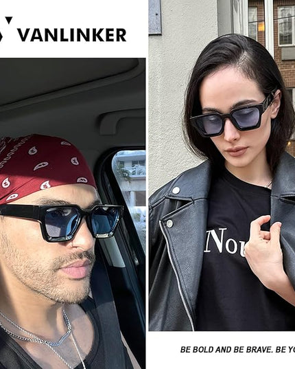 VANLINKER Thick Square Sunglasses for Men Women Retro Chunky Rectangle Shades UV400 Protection VL9731