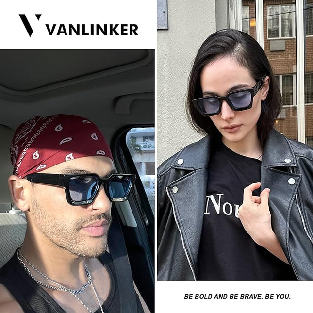 VANLINKER Thick Square Sunglasses for Men Women Retro Chunky Rectangle Shades UV400 Protection VL9731