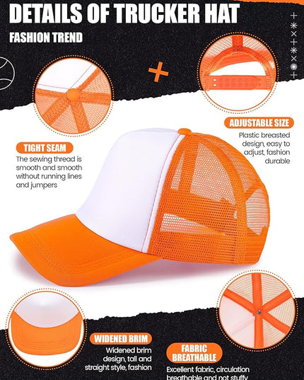 10 Pcs Sublimation Blank Trucker Hats Bulk Mesh Baseball Cap Polyester Mesh Trucker Hat for Men and Women