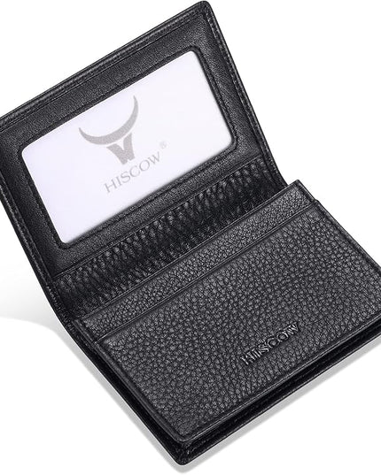 Leather Business Card Case Holder for Men & Women, Italian Calfskin