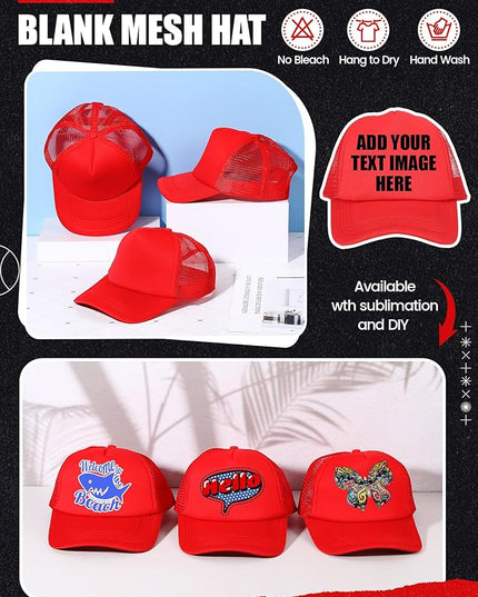 10 Pcs Sublimation Blank Trucker Hats Bulk Mesh Baseball Cap Polyester Mesh Trucker Hat for Men and Women