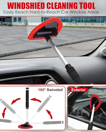 Viewsun 17PCS Car Cleaning Kit, Car Interior Detailing Kit with Red High Power Handheld Vacuum, Detailing Brush Set, Windshield Cleaner, Cleaning Gel, Complete Auto Accessories for Women