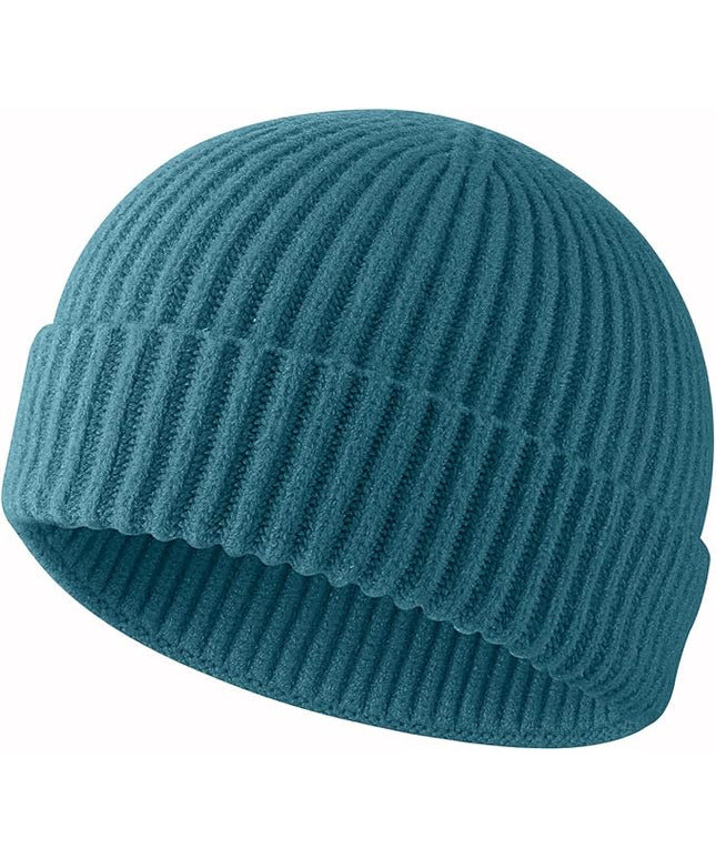ROYBENS Swag Wool Knit Cuff Short Fisherman Beanie for Men Women, Winter Warm Hats
