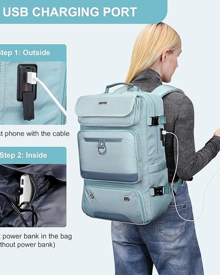 PIJUSHI Carry on Travel Backpack for Women Convertible Duffel Bag Backpack Large Luggage Rucksack Fit 16 Inch Laptop(PE039 Blue)