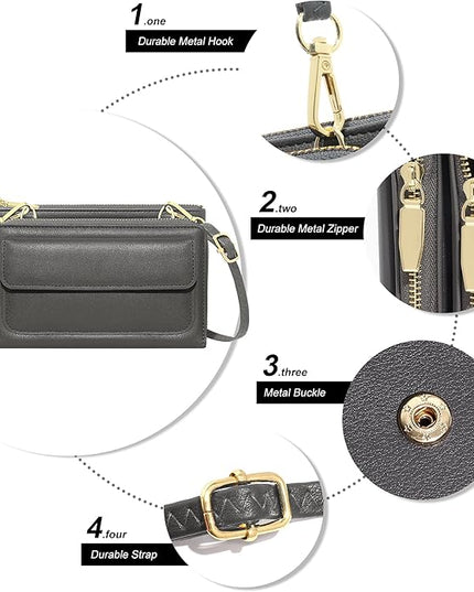KUKOO Small Crossbody Bag Cell Phone Purse Wallet with Credit Card Slots for Women