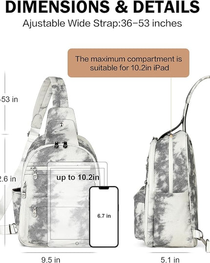 FADEON Large Sling Bag for Women, Leather Crossbody Purse Designer Anti Theft Sling Backpack, RFID Fanny Packs for Travel