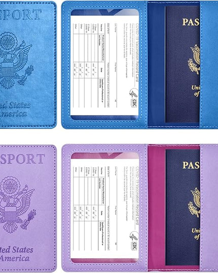 Eoehro Passport Holder for Travel Essentials-2Pack, Passport Wallet Cover Case for Travel Must Haves Accessories,Passport Book Holders for Women and Men