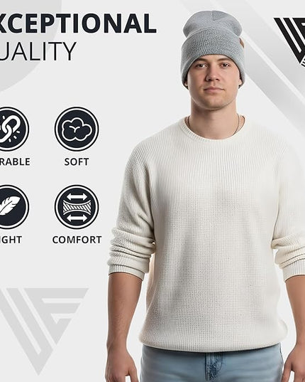 Urban Effort Beanie for Men Women – Warm Acrylic Unisex Knit Winter Hats for Men, Soft Stretch Fit, Classic Streetwear Style
