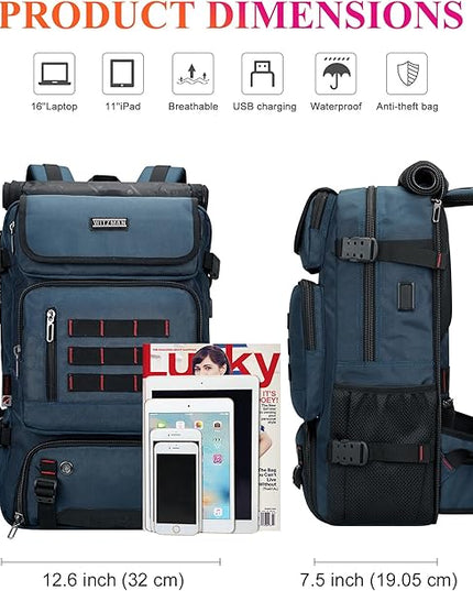 WITZMAN Carry on Travel Backpack for Men Women Airline Approved Convertible Nylon Duffle Backpack Luggage Bag (B682 blue)