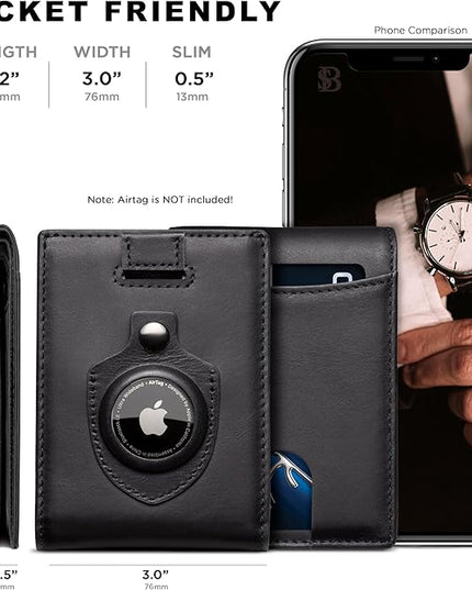 SERMAN BRANDS RFID Blocking Slim Bifold Genuine Leather Thin Minimalist Front Pocket Wallets for Men Billfold Wallet Men Gift