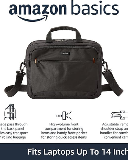 Amazon Basics Laptop Carrying Case, Black | 14 inch, Shoulder Strap, 24-pack