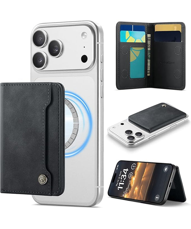 Vinich for MagSafe Wallet Magnetic RFID Blocking Card Holder Compatible with MagSafe Phones and Cases, Strong Magnet Minimalist Phone Wallet for iPhone 17/16/15/14/13/12/ Pro/Max/Plus, Vintage Black