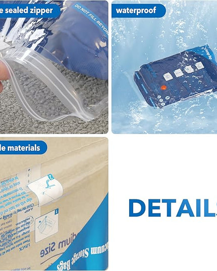 Travel Vacuum Bags With Pump,Vacuum Storage Bags with Electric Pump 8 Combo (2 J/2 L/2 M/2 Small), Plastic Packaging Bags,Travel Vacuum Bag For Luggage,Clothes, Pillows, Comforters, Blankets, Bedding