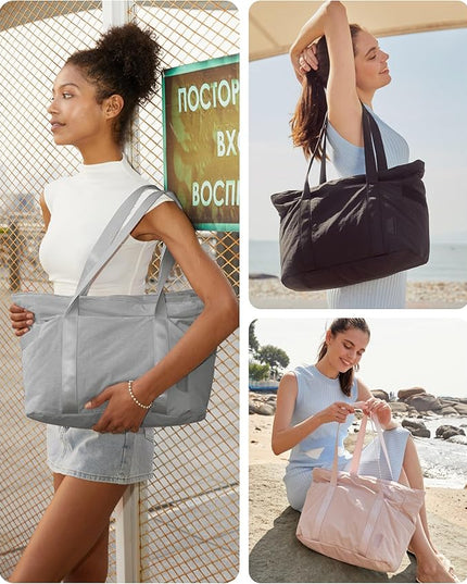 BAGSMART Tote Bag for Women, Tote Bag with Zipper Work Tote with Compartments Nurse Shoulder Hanbag for Travel, Gym