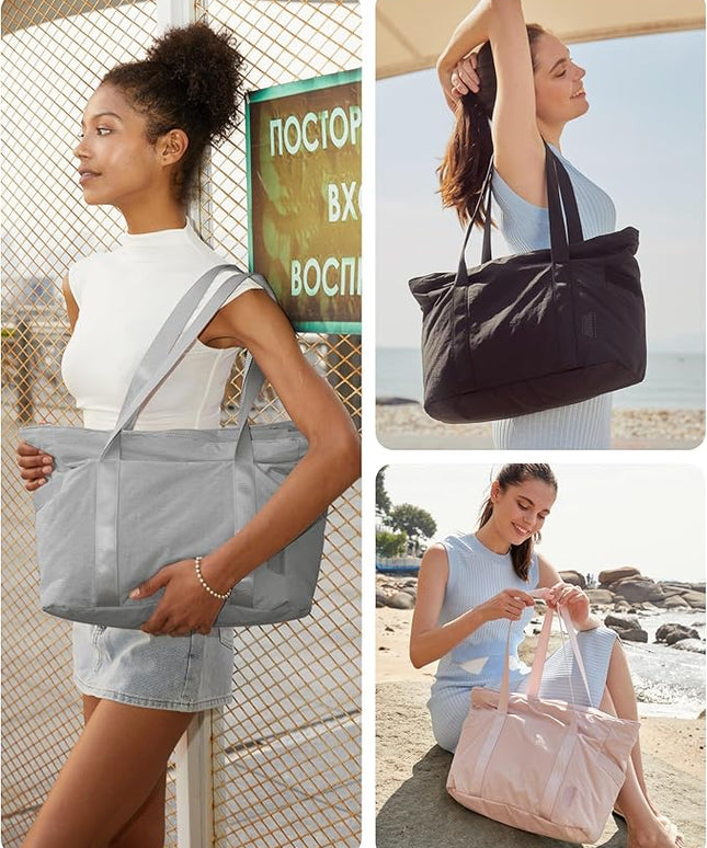 BAGSMART Tote Bag for Women, Tote Bag with Zipper Work Tote with Compartments Nurse Shoulder Hanbag for Travel, Gym