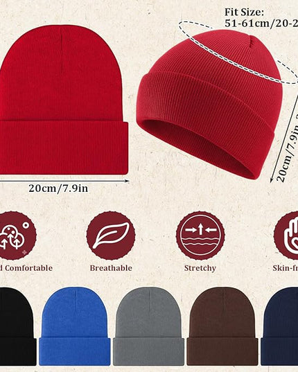Chicingyou 120 Pcs Bulk Men Knitted Hats with Fleece Lining for Charity Homeless Donations, Unisex Beanies Winter Warm Hats