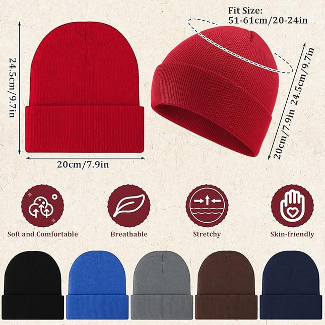 Chicingyou 120 Pcs Bulk Men Knitted Hats with Fleece Lining for Charity Homeless Donations, Unisex Beanies Winter Warm Hats
