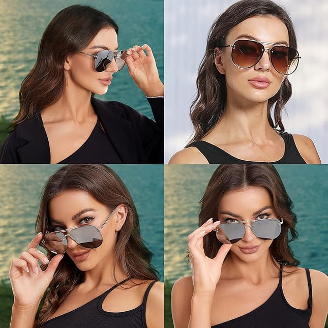 Trendy Oversized Aviator Sunglasses Womens, Retro Cute Big Shades Women's Fashion Sun Glasses UV Protection VF2203