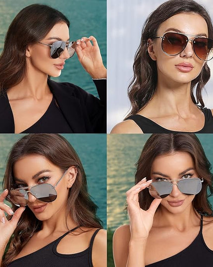 Trendy Oversized Aviator Sunglasses Womens, Retro Cute Big Shades Women's Fashion Sun Glasses UV Protection VF2203