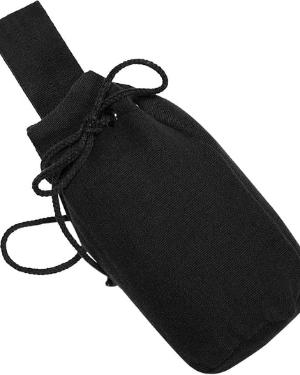 Mythrojan Drawstring Belt Pouch Renaissance Costume Accessories Jewelry Pouch Medieval Canvas Purse Viking Coin Waist Bag for LARP, Festivals, Renfaire, Reenactments - Black, 8" x 6.5"