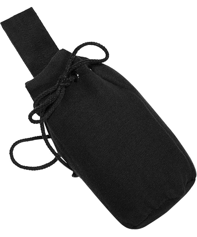Mythrojan Drawstring Belt Pouch Renaissance Costume Accessories Jewelry Pouch Medieval Canvas Purse Viking Coin Waist Bag for LARP, Festivals, Renfaire, Reenactments - Black, 8" x 6.5"