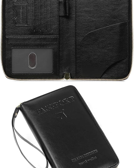 Leather RFID Blocking Passport Holder Travel Wallet, Passport Cover/Travel Wallet for Women/Men with