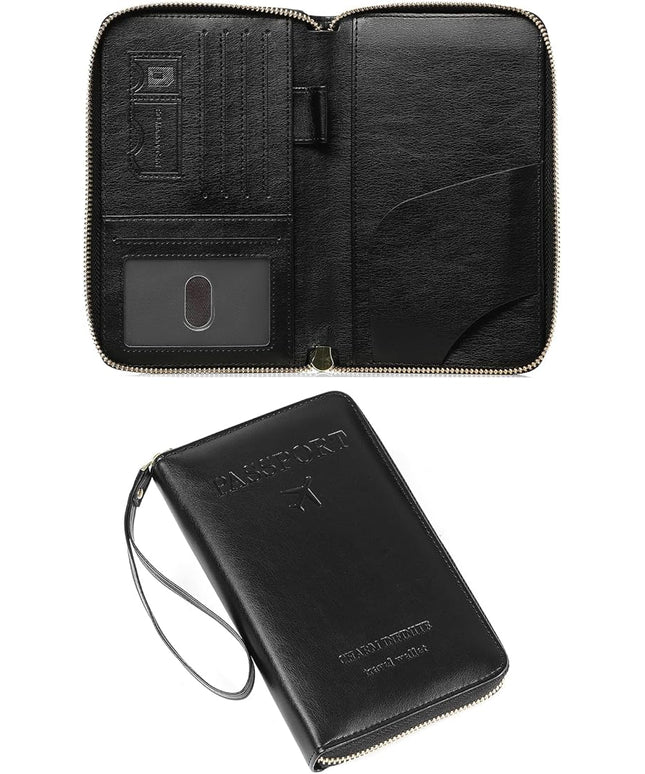 Leather RFID Blocking Passport Holder Travel Wallet, Passport Cover/Travel Wallet for Women/Men with
